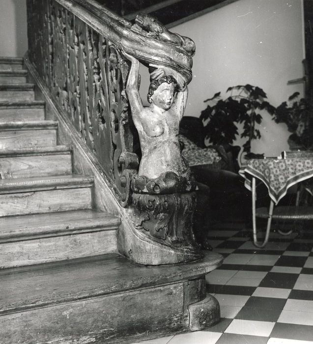 escalier d’honneur, détail du départ de la rampe