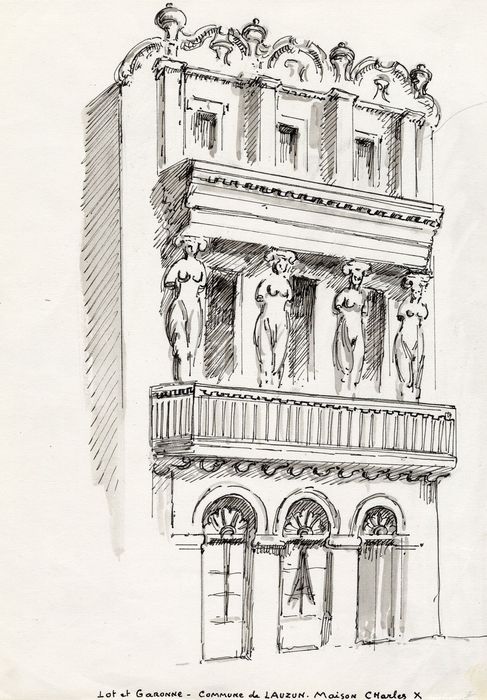 façade sur rue (dessin : encre sur papier)