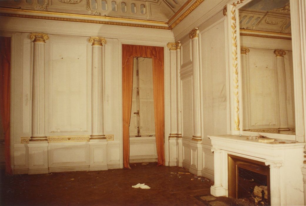 grand salon, vue partielle des lambris de revêtement