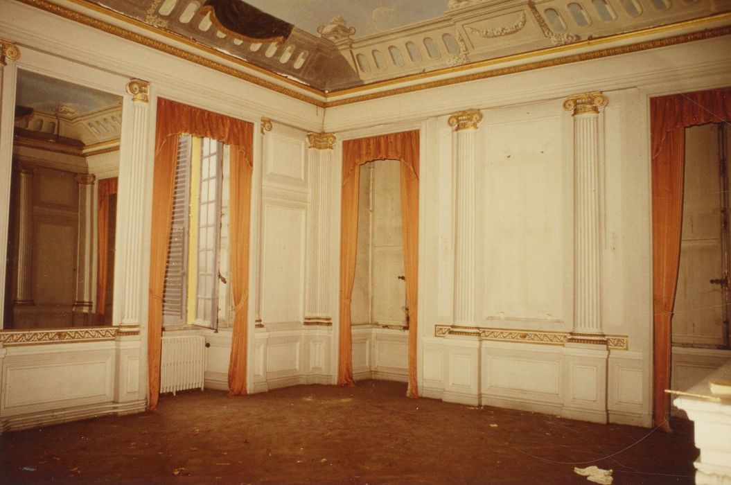 grand salon, vue partielle des lambris de revêtement