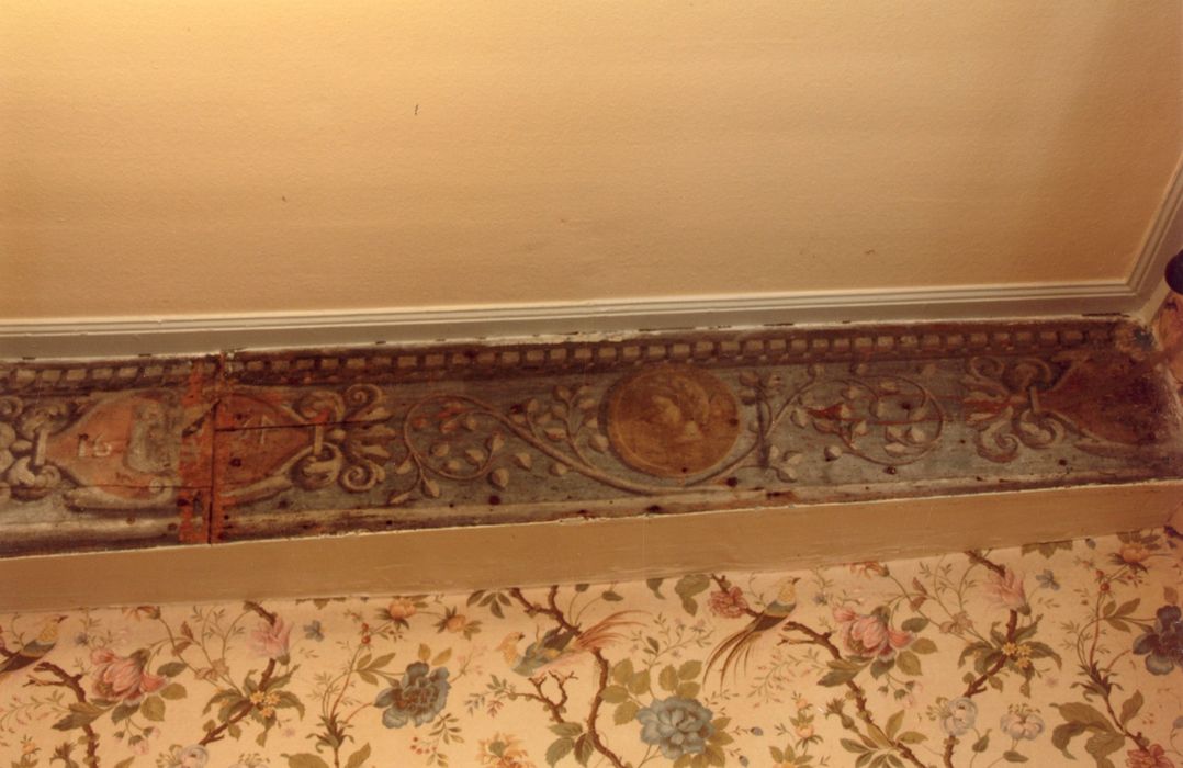 pièce non localisée, plafond peint, détail