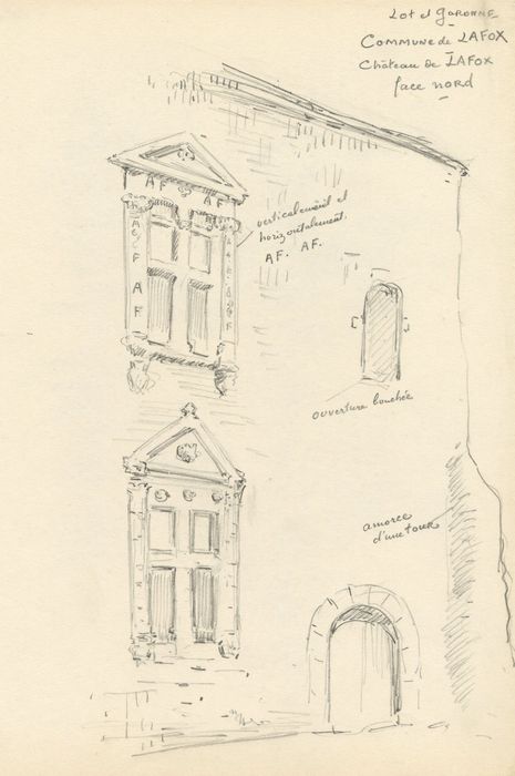 façade nord, vue partielle (dessin : crayon sur papier)