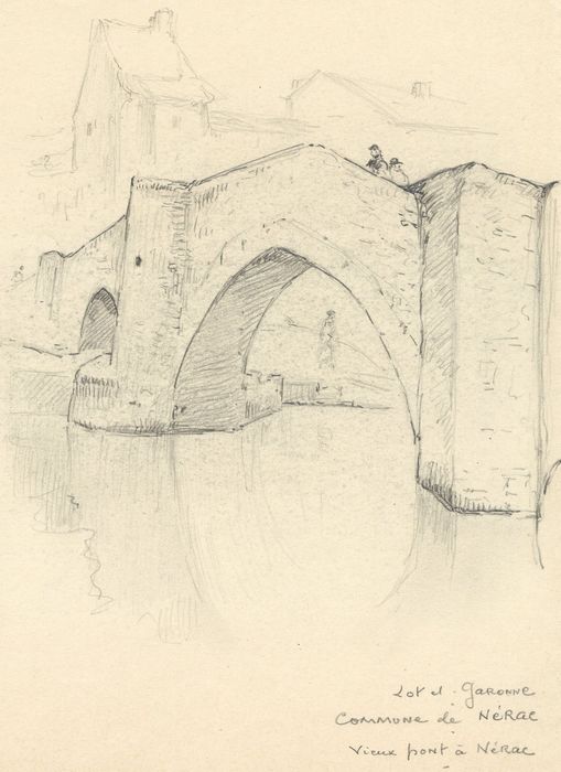 vue générale du pont (dessin : crayon sur papier)