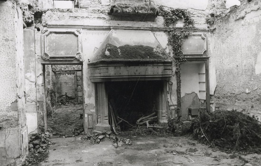 rez-de-chaussée de l’aile 18e siècle, cheminée monumentale remployée