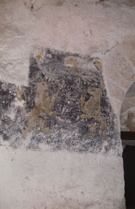 crypte, peinture monumentale, détail d’une litre seigneuriale