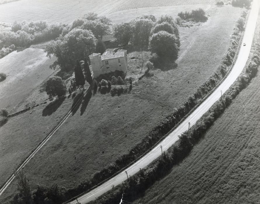 vue aérienne du château dans son environnement