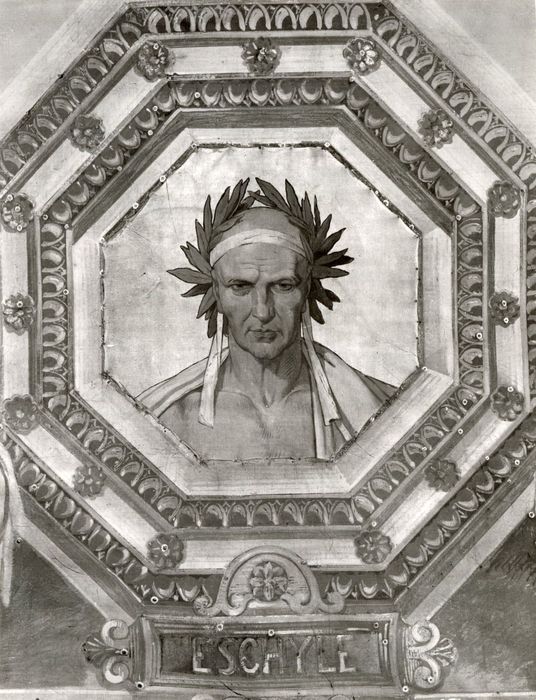 plafond de la salle du spectacle, détail : Portrait d’Eschyle