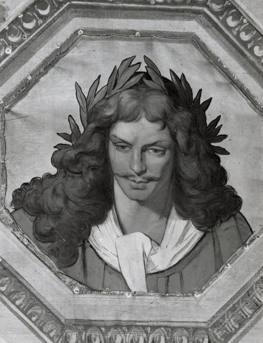 plafond de la salle du spectacle, détail : Portrait de Molière