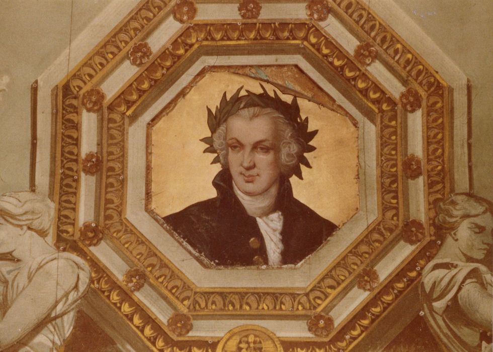 plafond de la salle du spectacle, détail : Portrait de Mozart