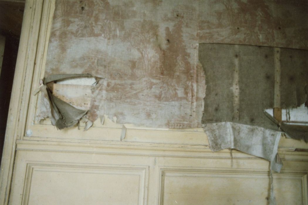 1er étage, chambre, détail de la toile de Jouy (pièce n°14)