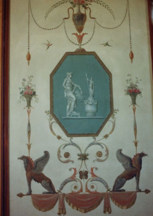 rez-de-chaussée, salon Directoire, détail du décor peint