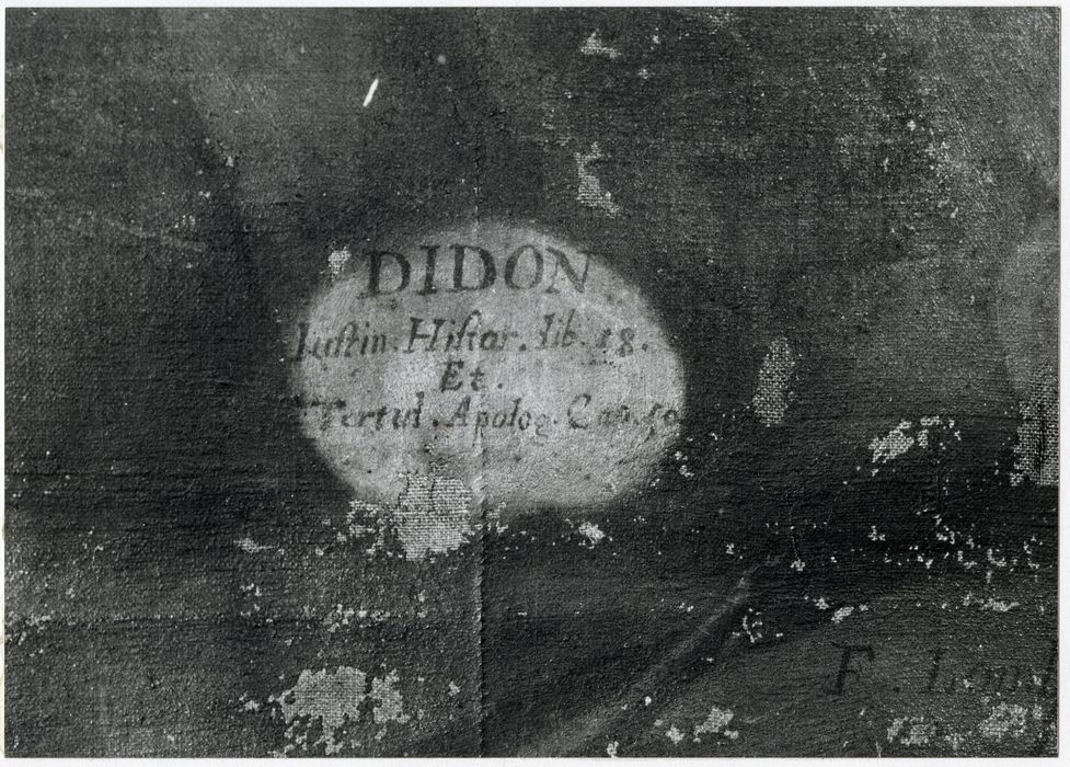 salon du 1er étage, tableau : Didon, détail de la signature