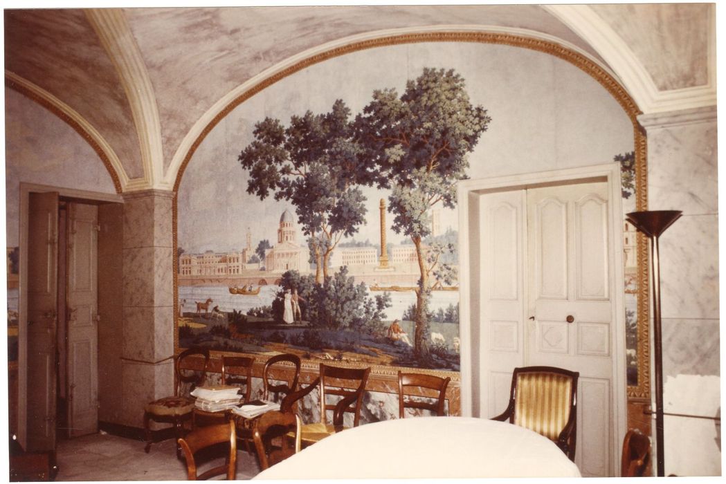 salle à manger, papier peint, vue partielle