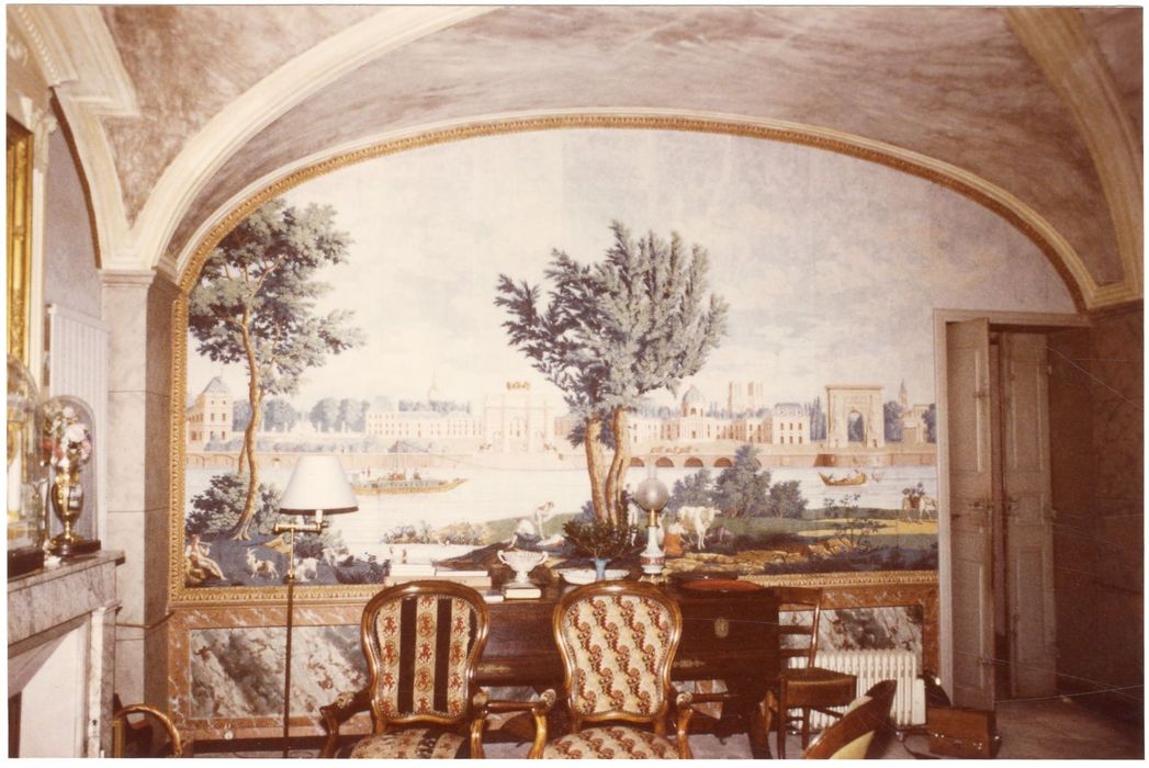 salle à manger, papier peint, vue partielle