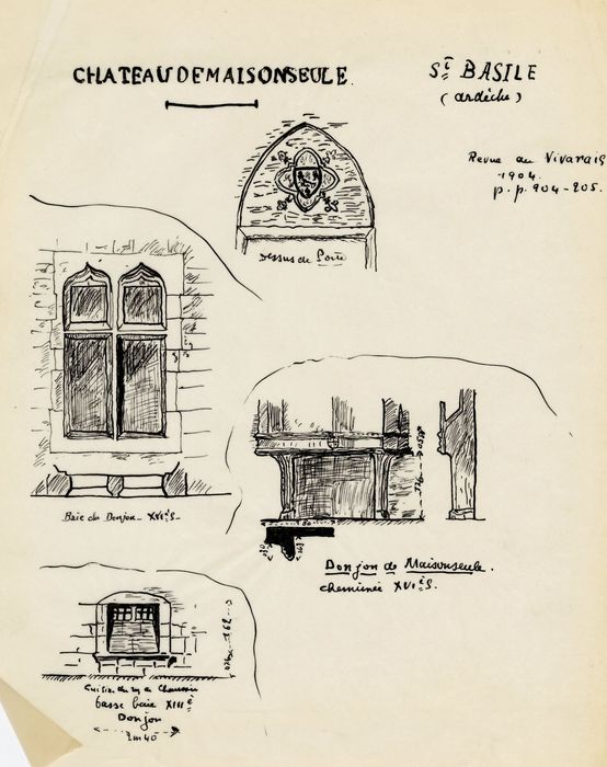 divers détails des maçonneries (dessin : encre sur calque)