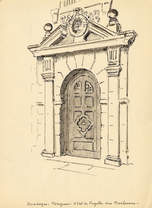 porte d’accès sur rue (dessin : encre sur papier)