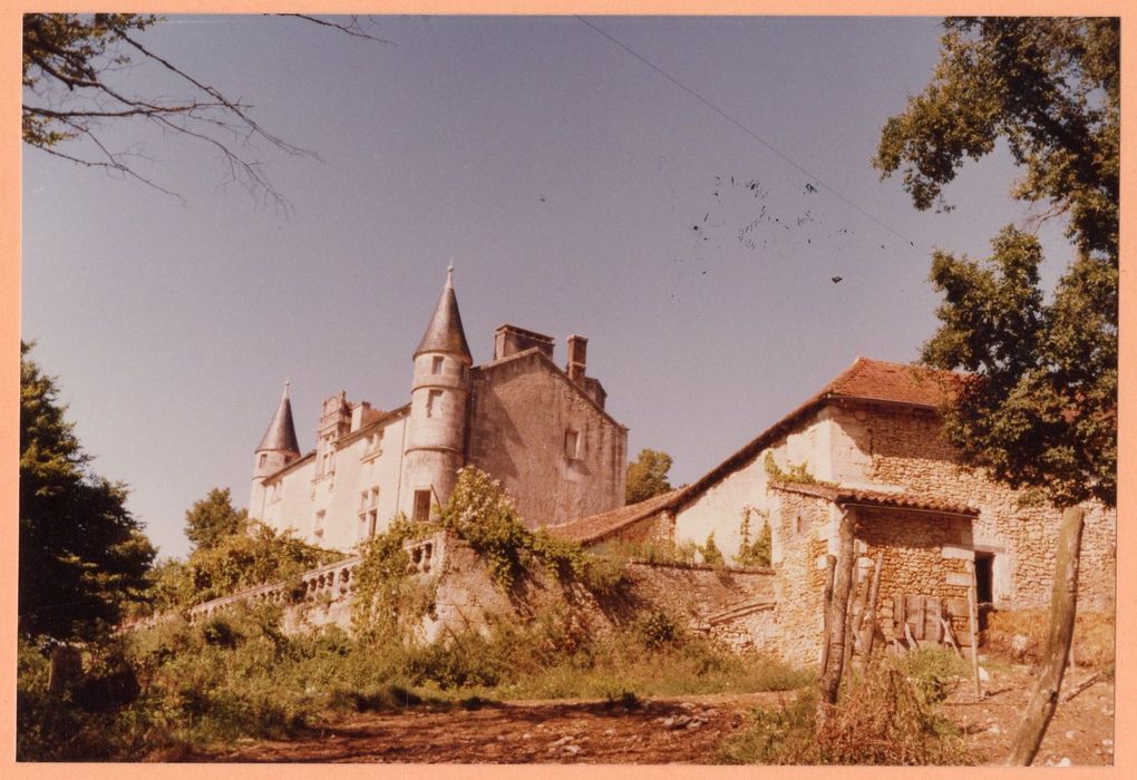 vue partielle du château dans son environnement depuis le l’Est