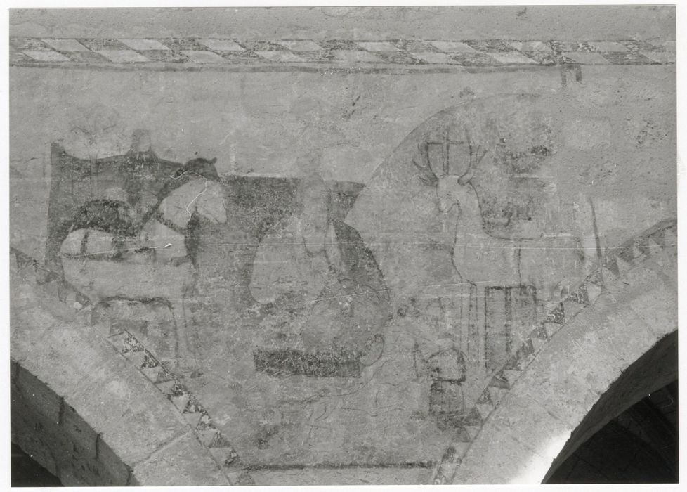 nef, peinture monumentale : Vision de saint Hubert (la)