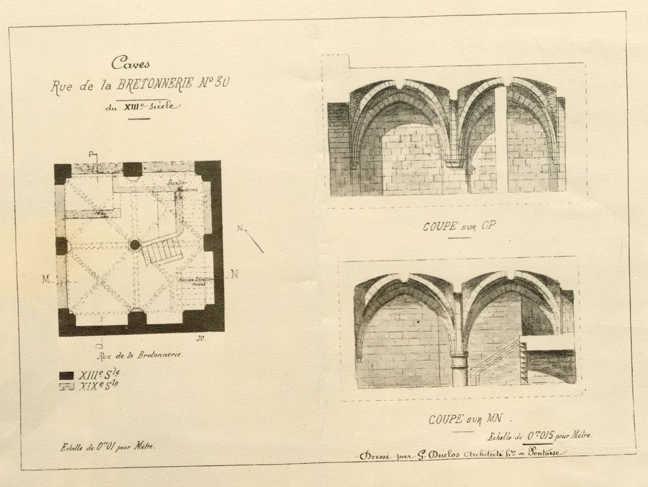 plan et coupes des caves (document imprimé)