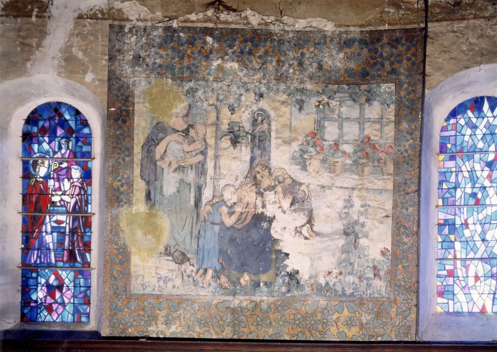 peinture monumentale : Vie chrétienne et les travaux champêtres de la population de Grosrouvre (La), détail de la Maternité