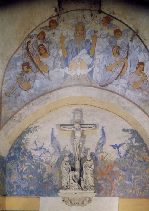 peinture monumentale : Vie chrétienne et les travaux champêtres de la population de Grosrouvre (La), détail de la Trinité et du Paradis
