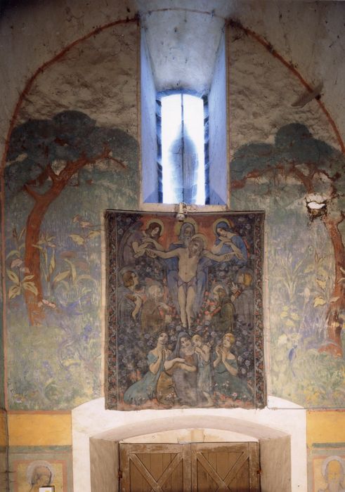 tableau : Dieu le Père soutenant le Christ entouré des quatre évangélistes