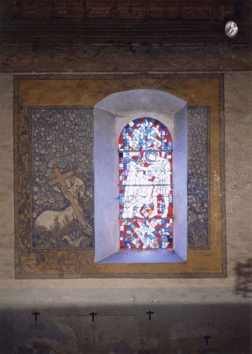 peinture monumentale : Vie chrétienne et les travaux champêtres de la population de Grosrouvre (La), détail du printemps et de l’agneau pascal
