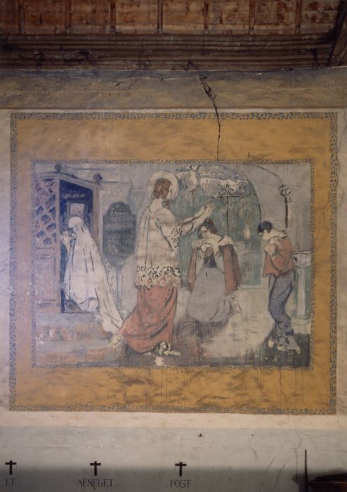 peinture monumentale : Vie chrétienne et les travaux champêtres de la population de Grosrouvre (La), détail de la pénitence