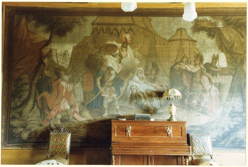 1er étage, salon de la guerre de Troie, toile peinte, vue partielle