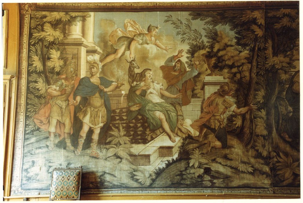 1er étage, salon de la guerre de Troie, toile peinte, vue partielle