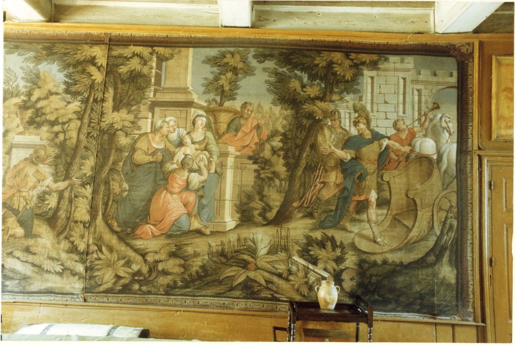 1er étage, salon de la guerre de Troie, toile peinte, vue partielle