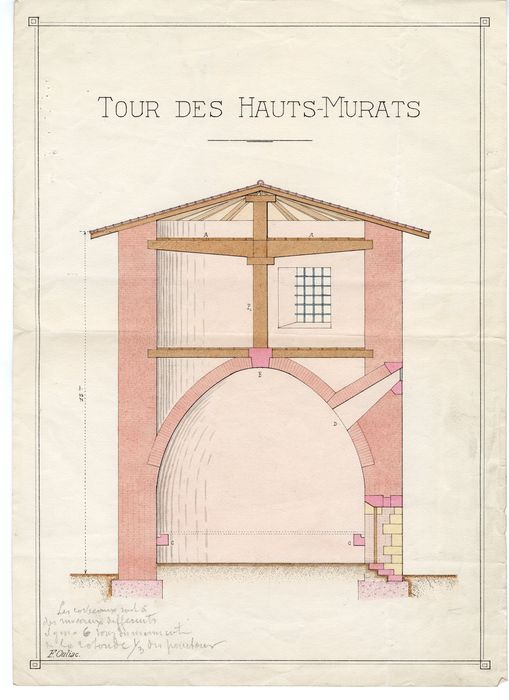 coupe de la tour (dessin : encre sur papier)