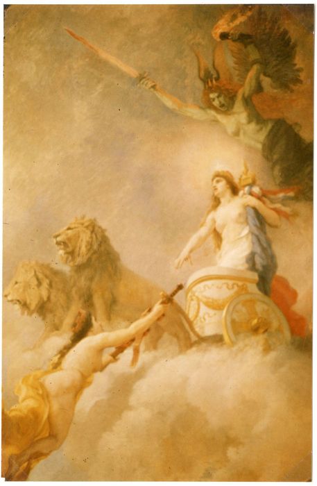 salle des Illustres, détail du décor (Toulouse offrant son appui à la France pour la Défense nationale)