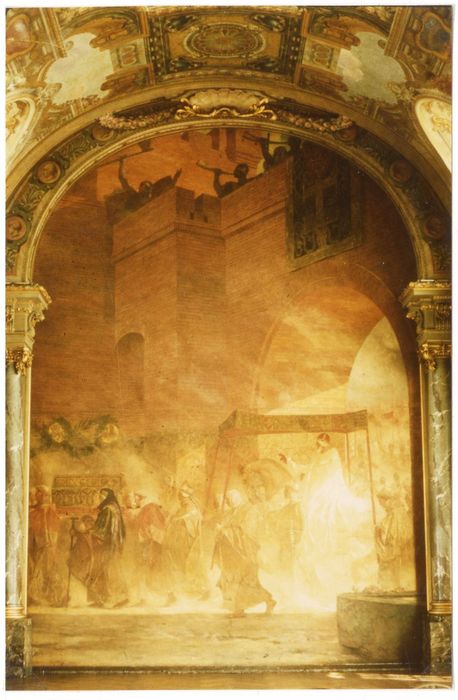 salle des Illustres, vue partielle du décor (Entrée du pape Urbain II à Toulouse)
