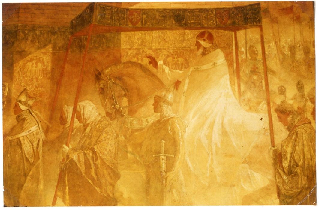 salle des Illustres, détail du décor (Entrée du pape Urbain II à Toulouse)