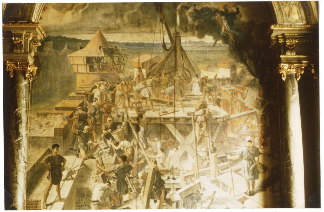 salle des Illustres, vue partielle du décor (Défense de Toulouse contre Simon de Montfort)