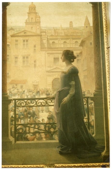 salle des Illustres, détail du décor (la Belle Paule au balcon)