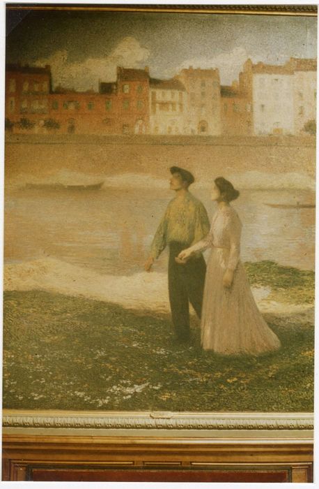 salle Henri Martin, détail du décor (les amoureux sur les bords de la Garonne)