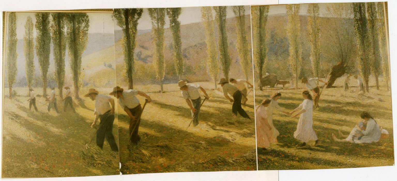 salle Henri Martin, détail du décor (les faucheurs)