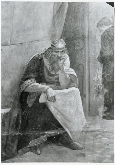 grand escalier, détail du décor (Raymond IV excommunié)