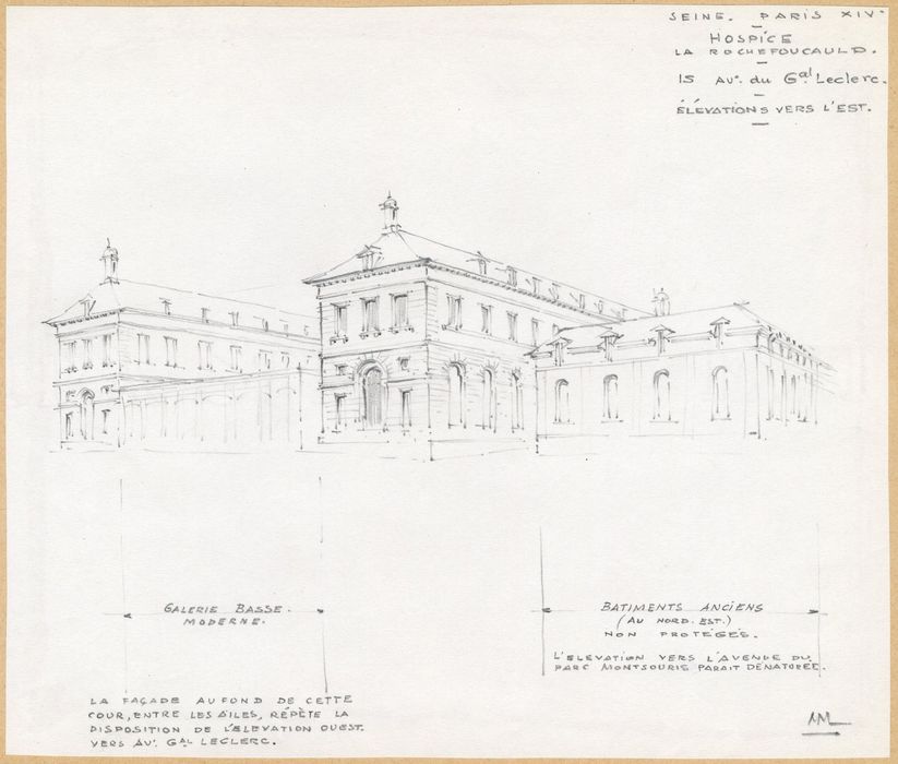 ensemble est depuis le jardin (dessin : crayon sur papier)