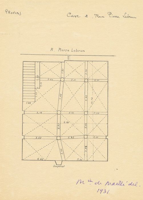 caves, plan (dessin : encre sur papier)