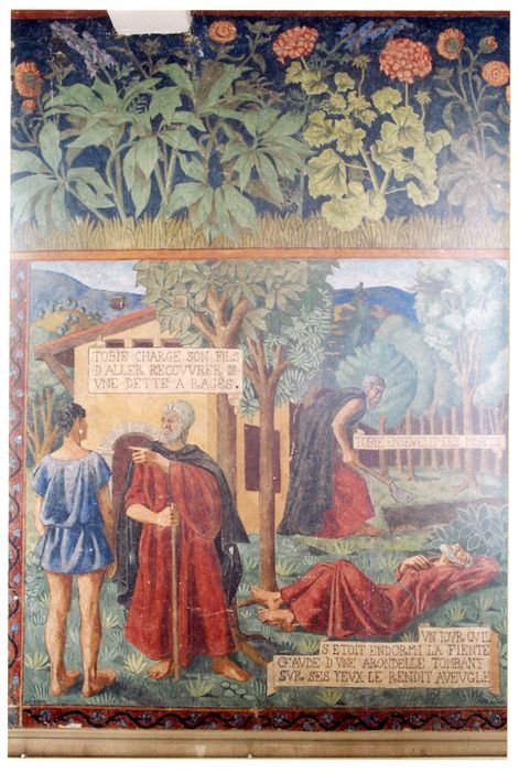 escalier monumental, palier du 1er étage, peinture monumentale