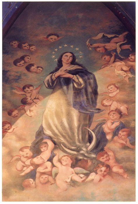choeur, mur nord, peinture monumentale : Assomption de la Vierge