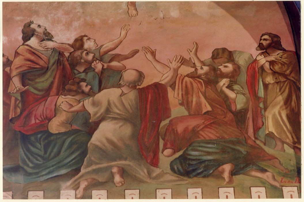 choeur, mur sud, peinture monumentale : Ascension, détail