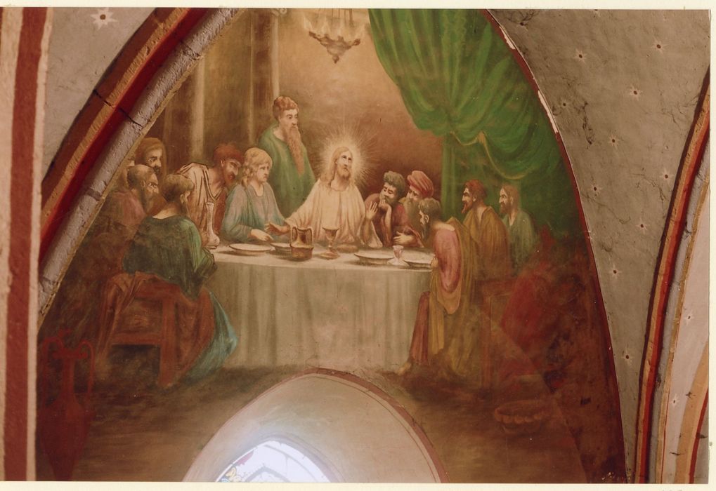 nef, mur gouttereau nord, peinture monumentale : Cène