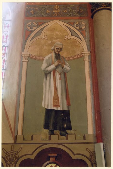 nef, mur gouttereau nord, peinture monumentale : Curé d’ARs