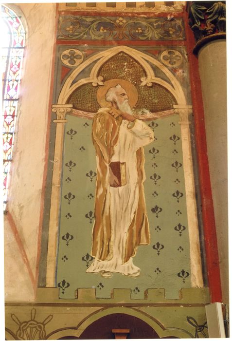 nef, mur gouttereau nord, peinture monumentale : Saint Pierre