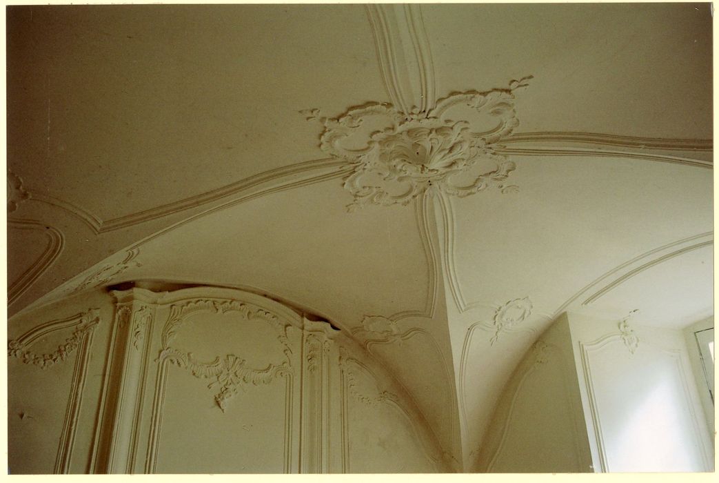 tour sud-est, rez-de-chaussée, chambre, décor du plafond