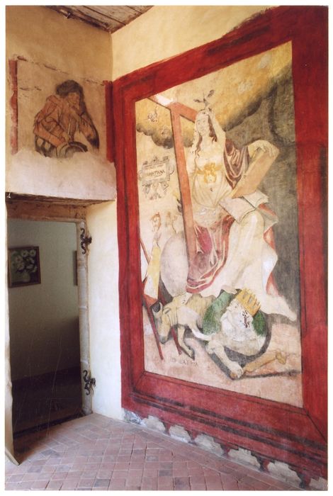 aile sud, 1er étage, chambre aux allégories, peinture monumentale